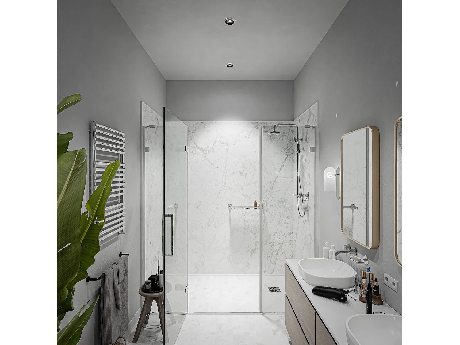 Panneau Douche PVC Marbre de Carrare - L. 240 x l. 100 x ép. 1 cm