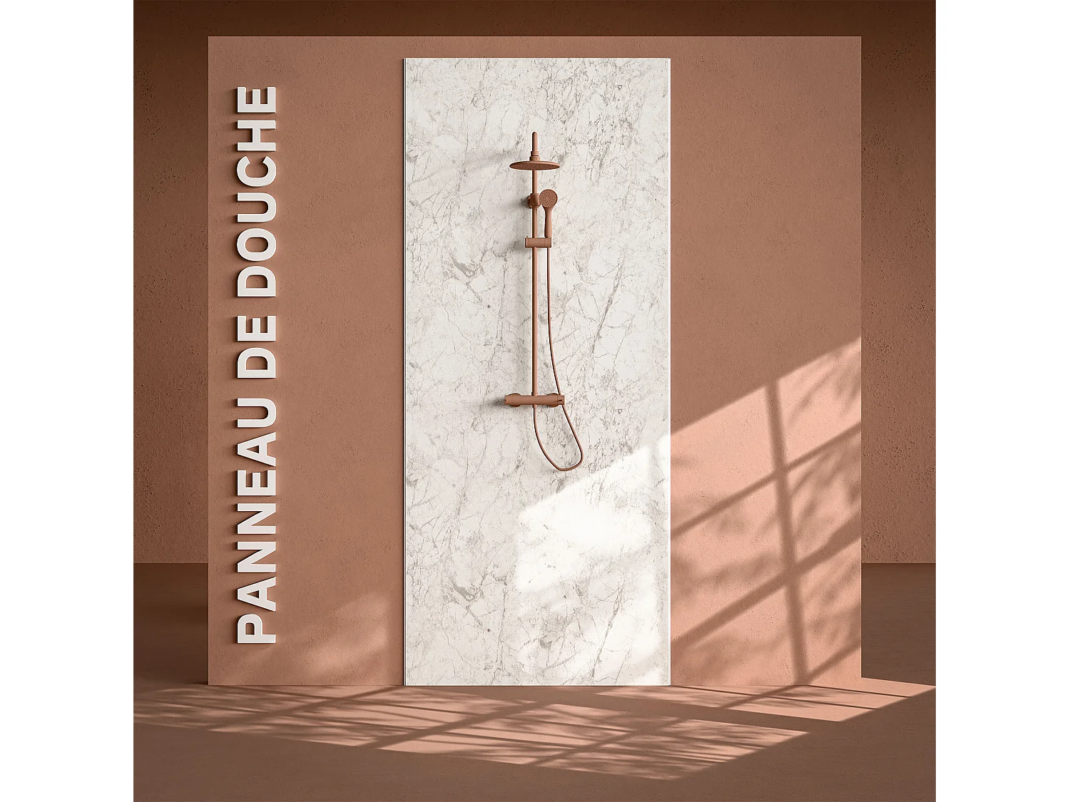 Panneau Douche PVC Marbre de Carrare - L. 240 x l. 100 x ép. 1 cm