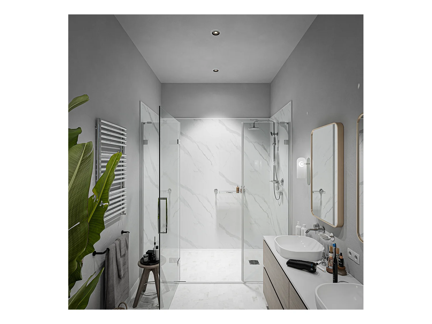 Panneau Douche PVC Marbre Calacatta - L. 240 x l. 100 x ép. 1 cm