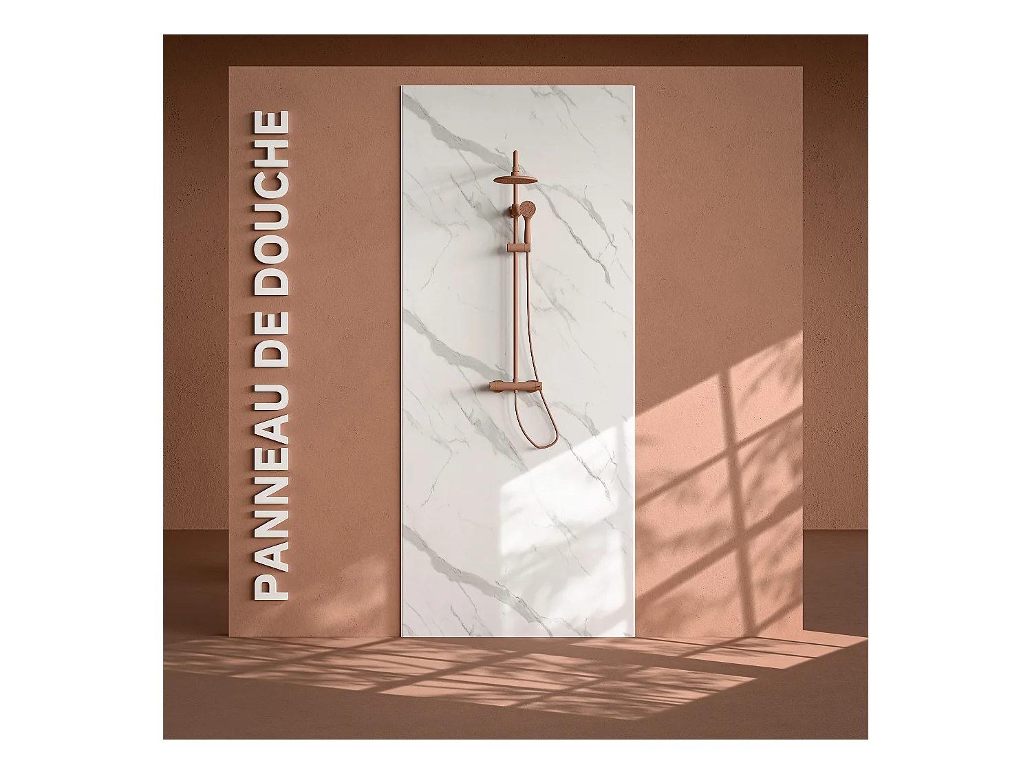 Panneau Douche PVC Marbre Calacatta - L. 240 x l. 100 x ép. 1 cm