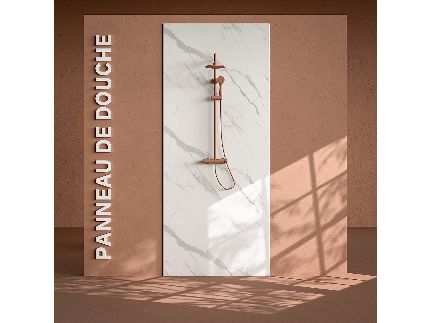 Panneau Douche PVC Marbre Calacatta - L. 240 x l. 100 x ép. 1 cm