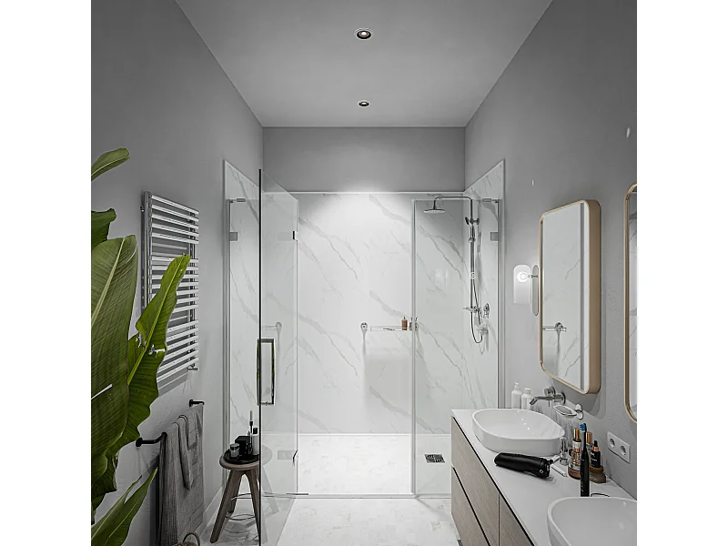 Panneau Douche PVC Marbre Calacatta - L. 240 x l. 100 x ép. 1 cm