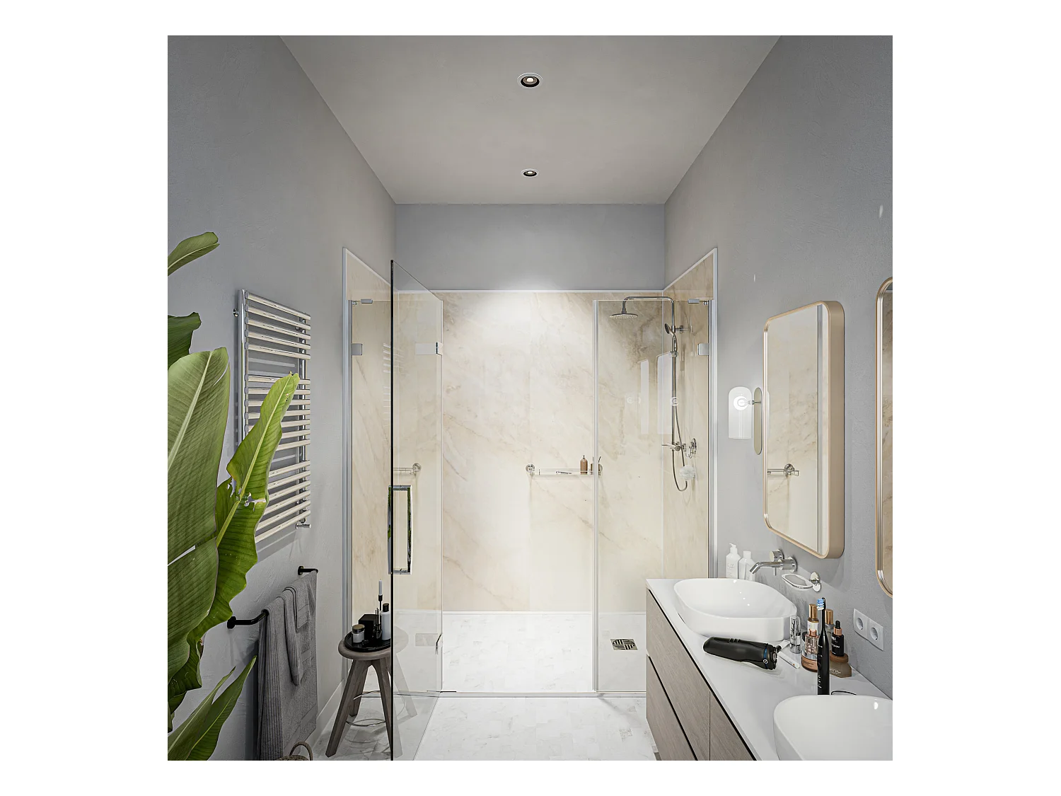 Panneau Douche PVC Marbre Beige - L. 240 x l. 100 x ép. 1 cm