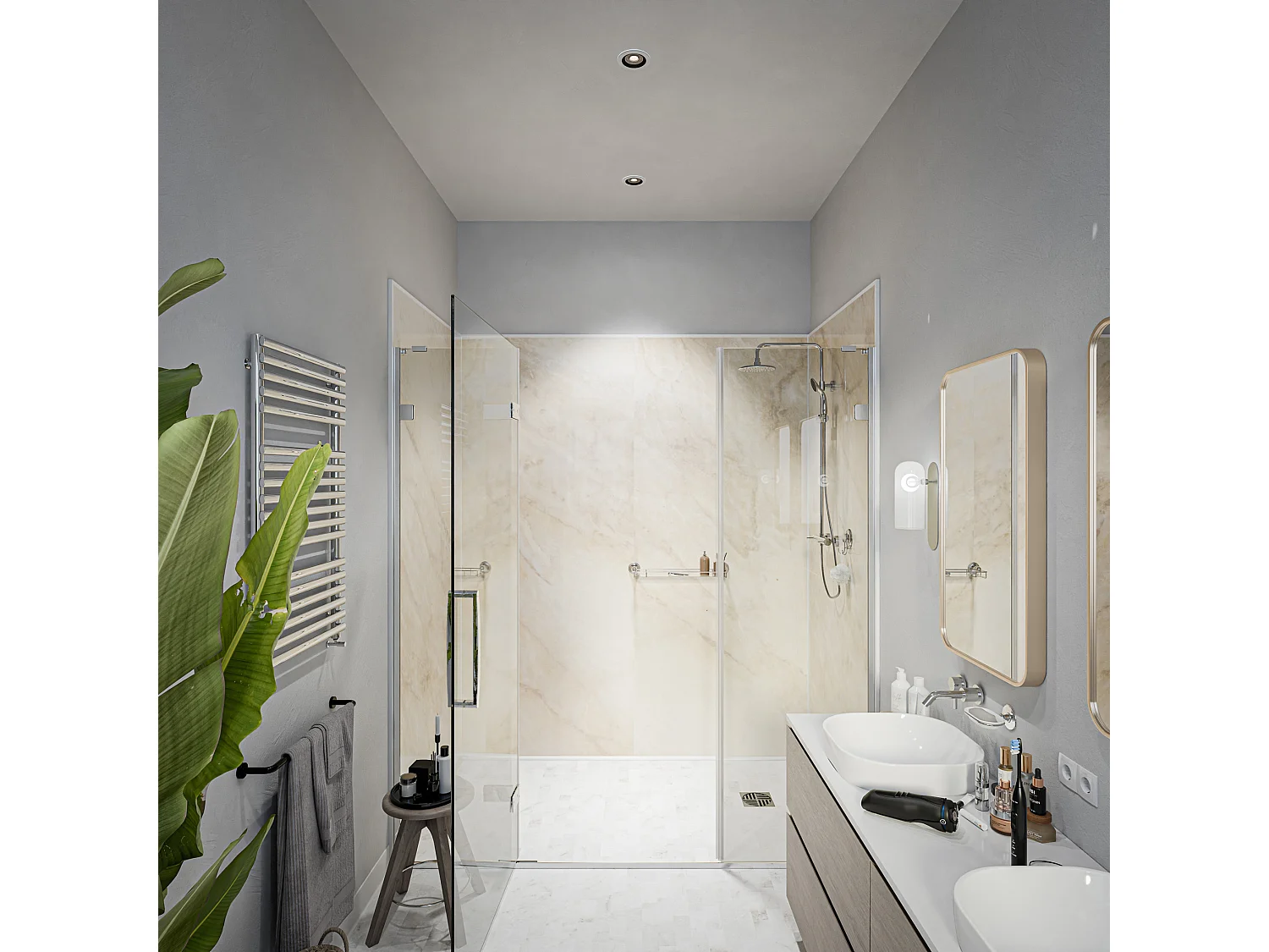 Panneau Douche PVC Marbre Beige - L. 240 x l. 100 x ép. 1 cm