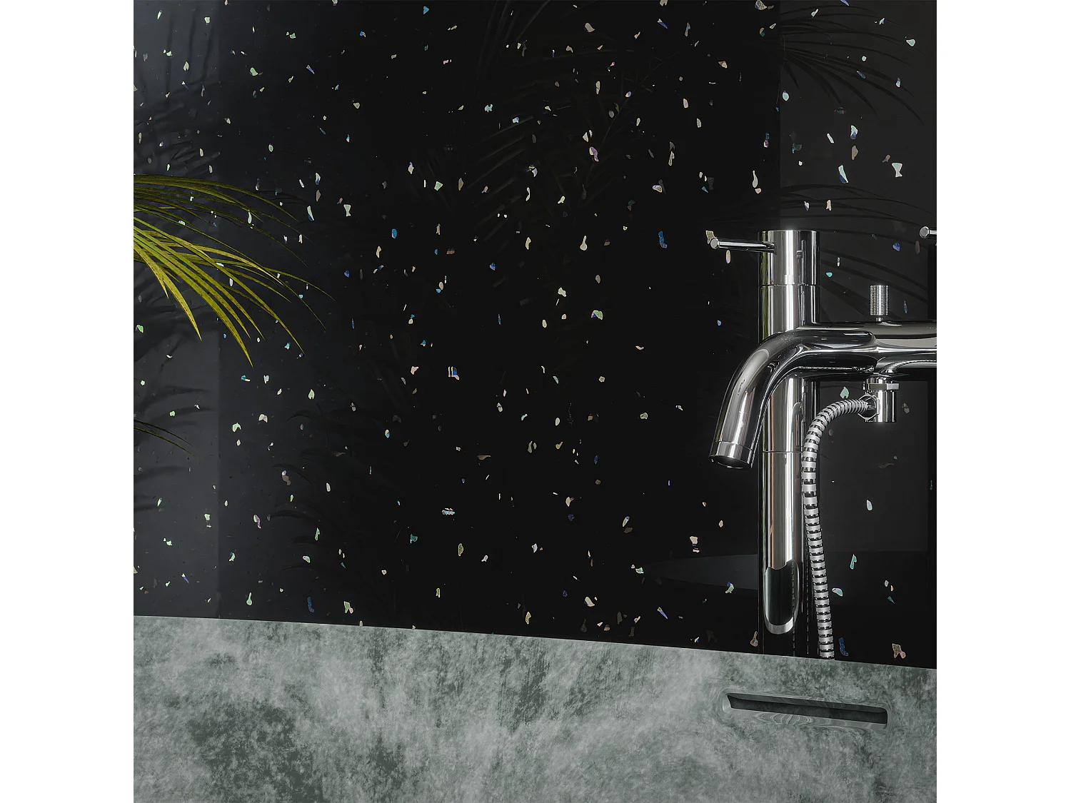 Panneau Douche PVC Terrazzo Noir - L. 240 x l. 100 x ép. 1 cm