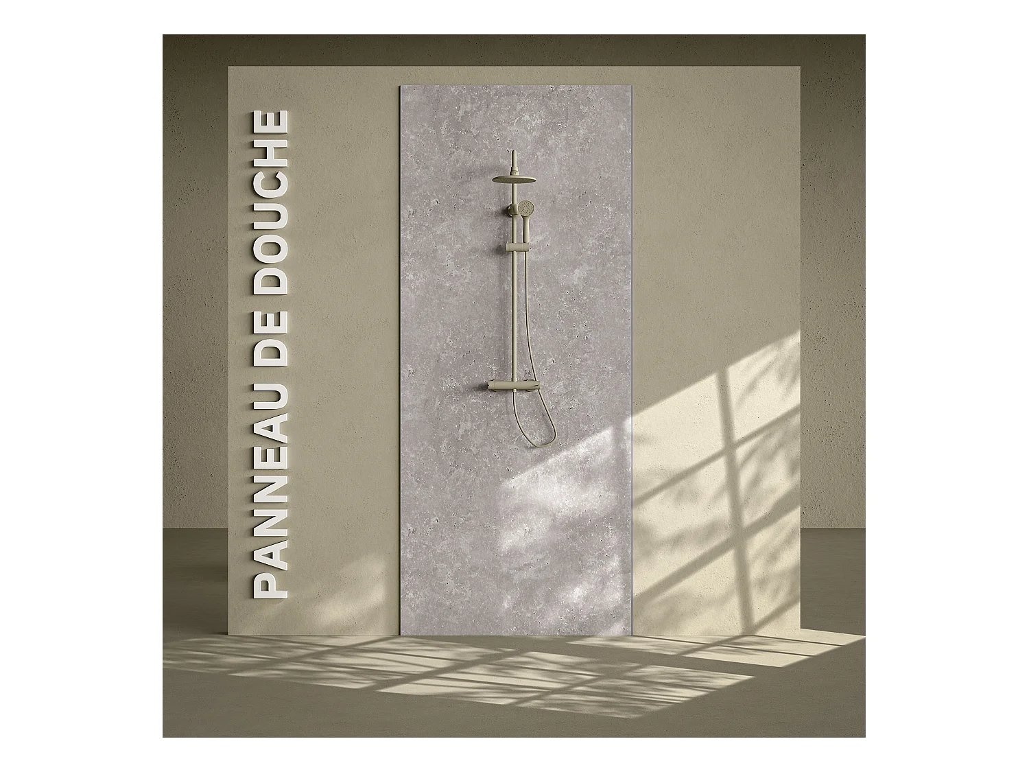 Panneau Douche PVC Béton - L. 240 x l. 100 x ép. 1 cm