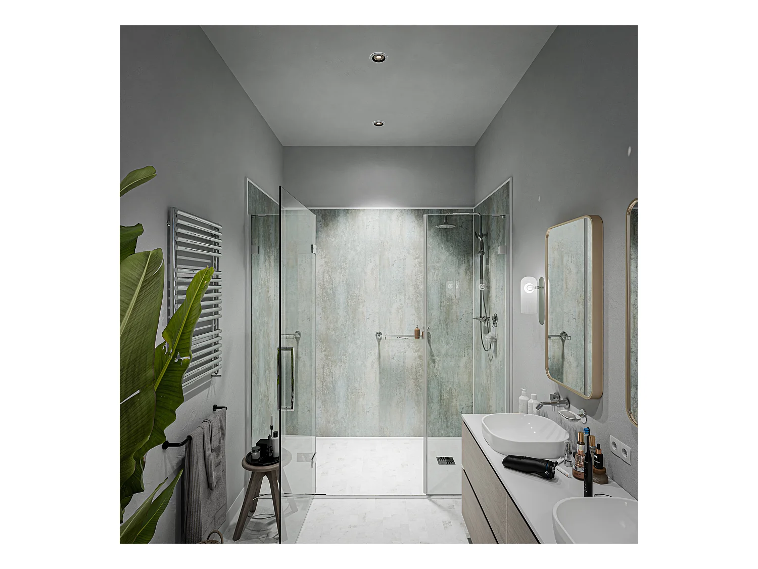 Panneau Douche PVC Minéral - L. 240 x l. 100 x ép. 1 cm