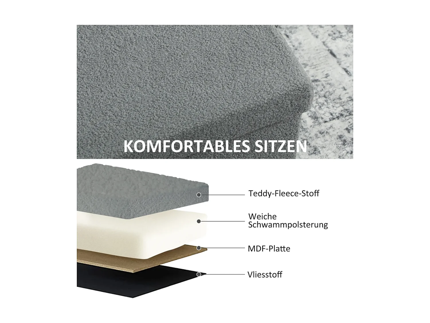 Polsterbank,Sitzbank Aufbewahrungshocker,mit Stauraum und Deckel für Wohnzimmer, Schlafzimmer, Flur