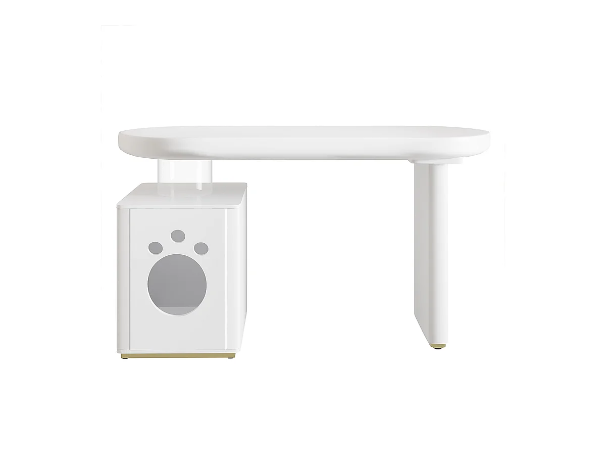 Schreibtisch mit Haustierbett Stabil und Modern Computer-Schreibtisch Haustiergrößen M–XL 117 × 50 × 76 cm Weiß