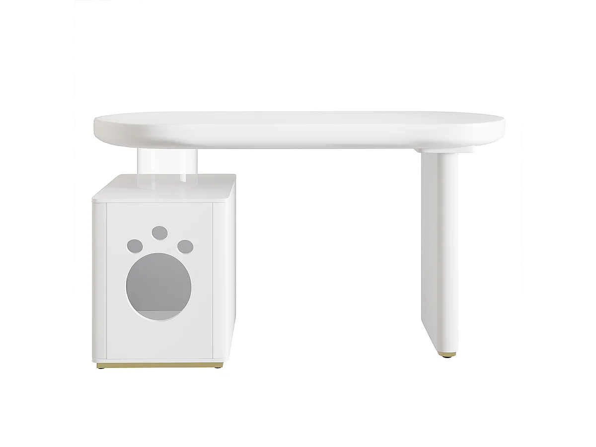 Schreibtisch mit Haustierbett Stabil und Modern Computer-Schreibtisch Haustiergrößen M–XL 117 × 50 × 76 cm Weiß