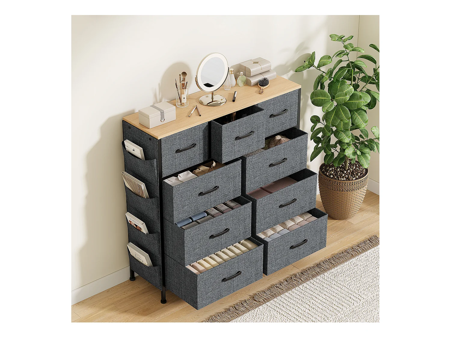 Meuble de rangement en tissu à 9 tiroirs – Structure robuste, design moderne, grande capacité