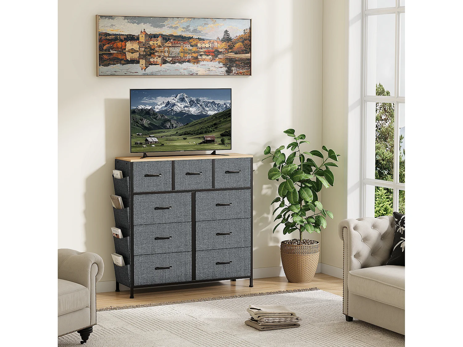 Meuble de rangement en tissu à 9 tiroirs – Structure robuste, design moderne, grande capacité