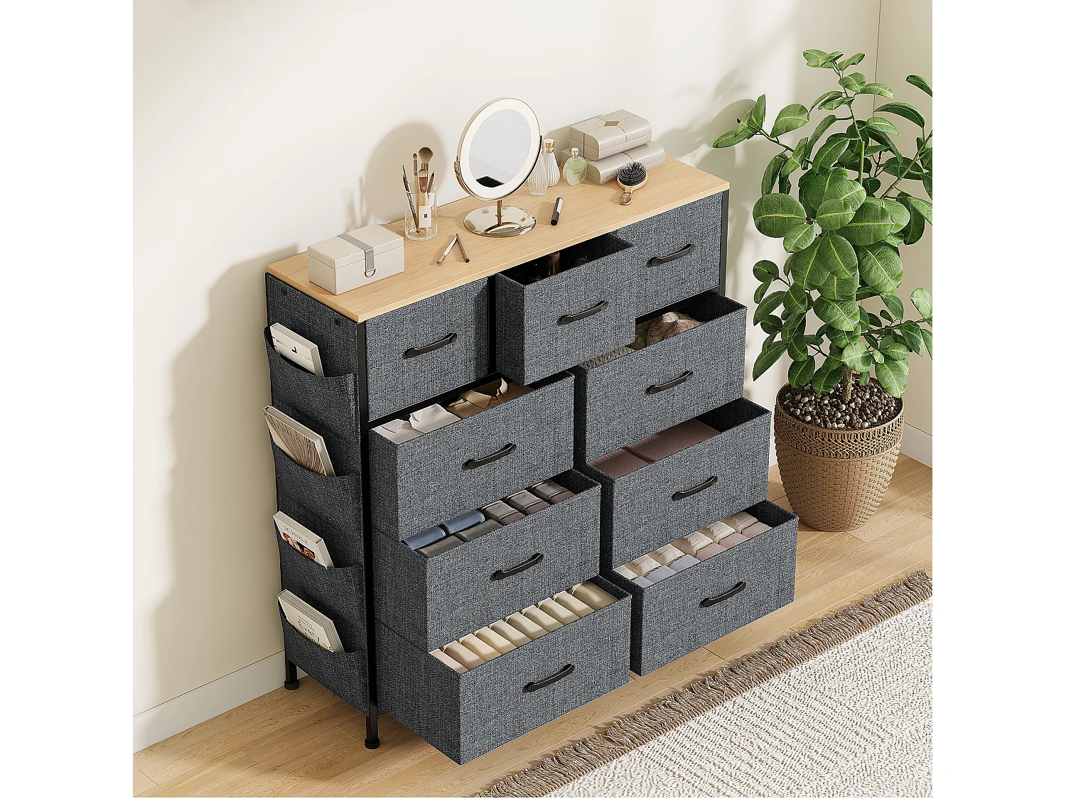 Meuble de rangement en tissu à 9 tiroirs – Structure robuste, design moderne, grande capacité