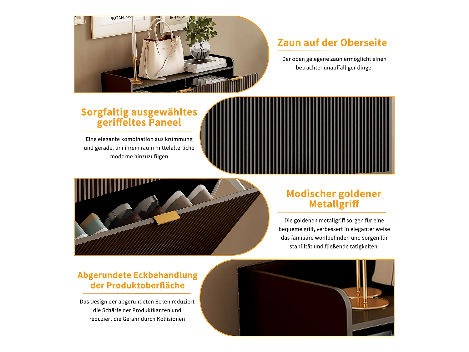 Modernes schwarzes Schuhregal mit 2 Schubladen und 2 Kipptüren – minimalistisches und funktionales Design