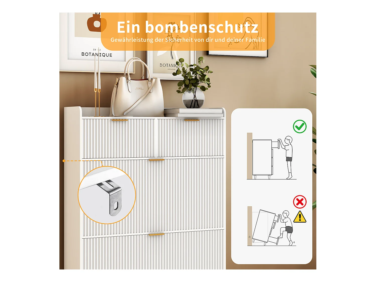 Meuble à chaussures blanc moderne avec 2 tiroirs et 2 portes basculantes – Design minimaliste et fonctionnel