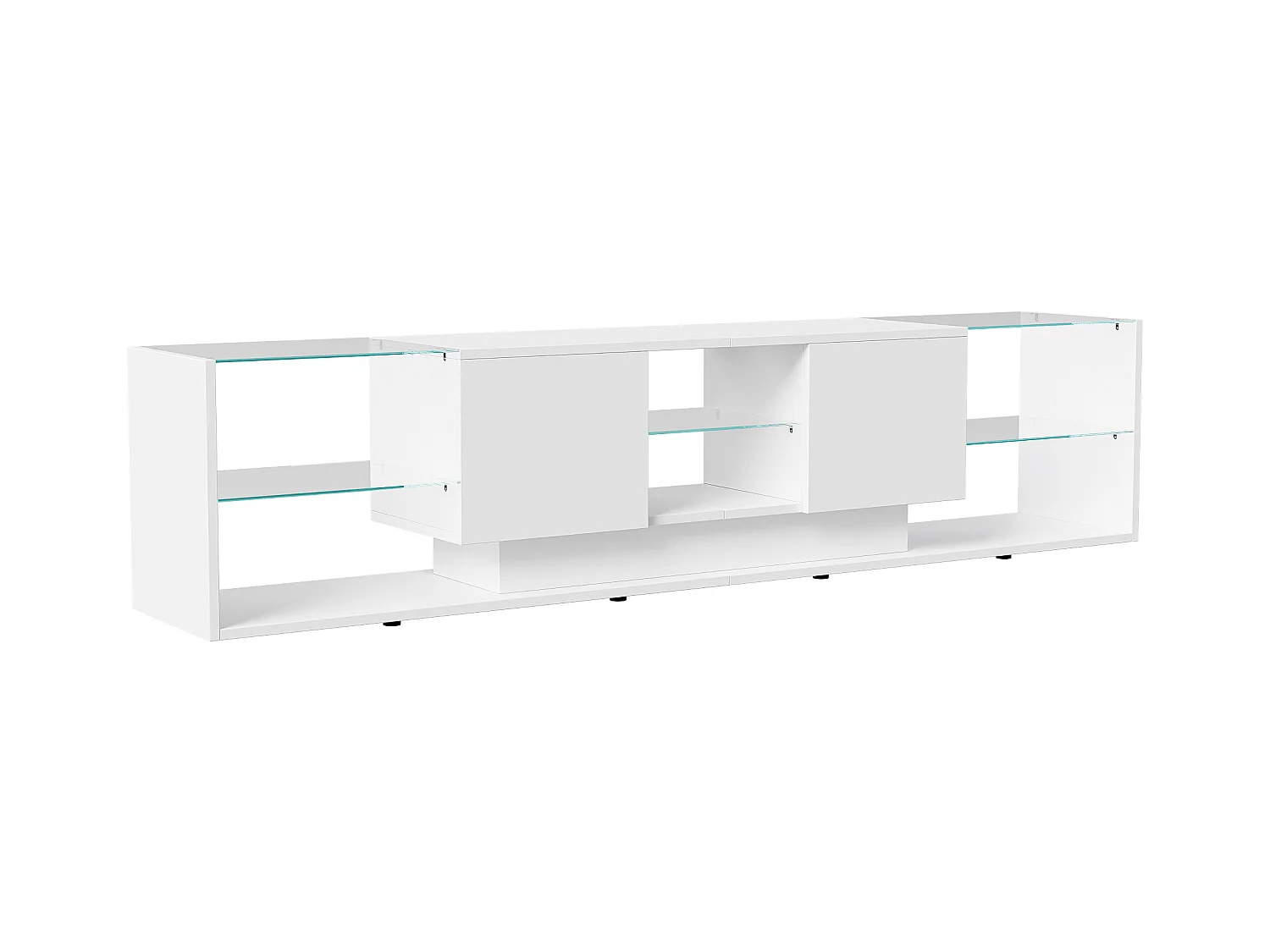 Weißer 200 cm LED-TV-Hängeschrank mit modernem Design, gehärtetem Glas und RGB-Beleuchtung