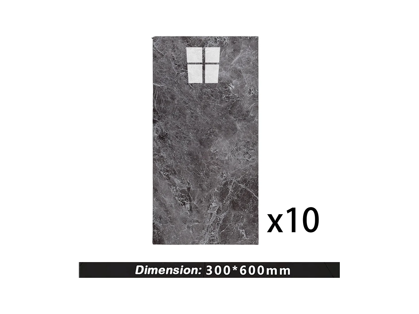 10 x Papier peint autocollant 3D Effet carrelage 30 cm x 60 cm Gris 1,8 m²