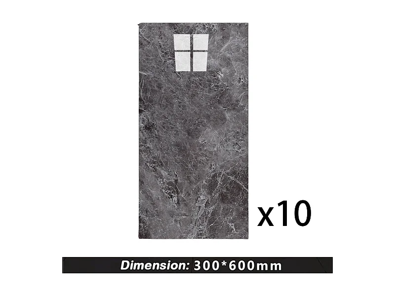 10 x Papier peint autocollant 3D Effet carrelage 30 cm x 60 cm Gris 1,8 m²