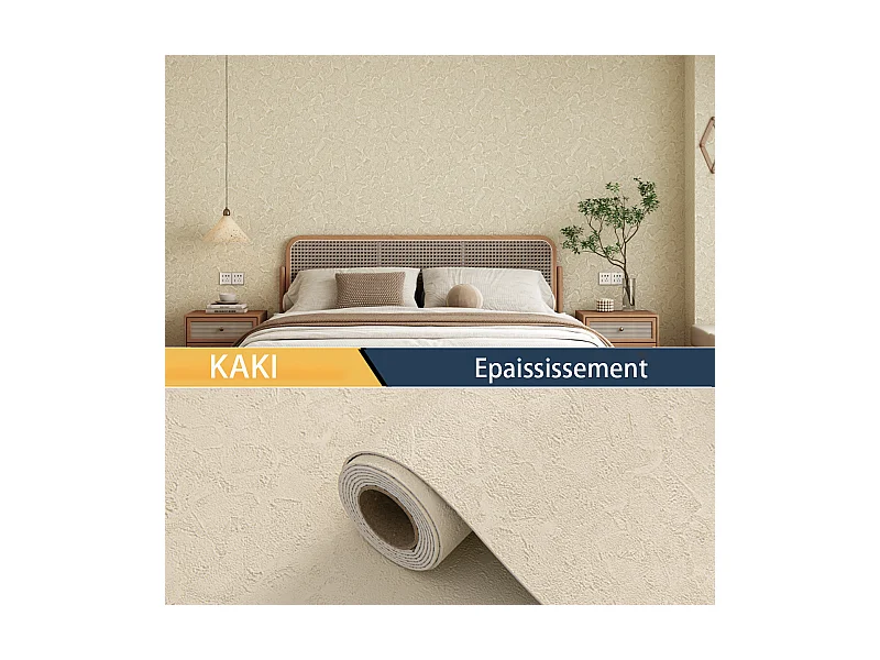 Papier peint 3D effet ciment, autocollant épais, kaki, 60 cm x 2,8 m, rouleau industriel, 1,68 m²