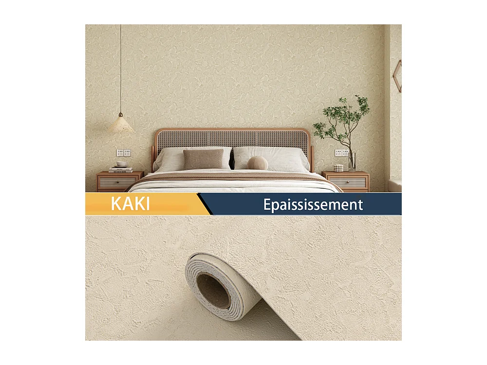 Papier peint 3D effet ciment, autocollant épais, kaki, 60 cm x 2,8 m, rouleau industriel, 1,68 m²