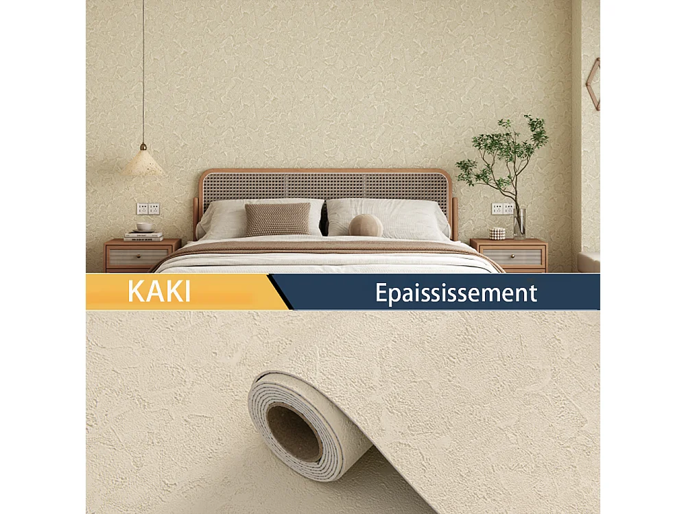 Papier peint 3D effet ciment, autocollant épais, kaki, 60 cm x 2,8 m, rouleau industriel, 1,68 m²