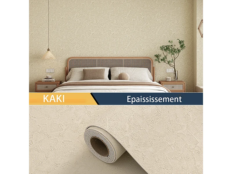 Papier peint 3D effet ciment, autocollant épais, kaki, 60 cm x 2,8 m, rouleau industriel, 1,68 m²