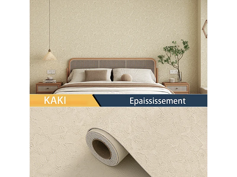 Papier peint 3D effet ciment, autocollant épais, kaki, 60 cm x 2,8 m, rouleau industriel, 1,68 m²