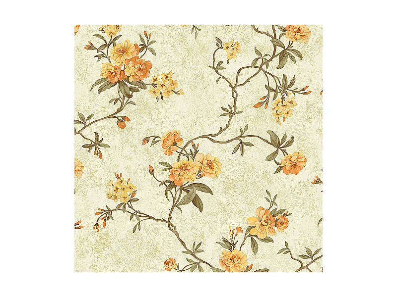 Papier peint texturé 3D, collection Palace Garden, rétro vintage, 10 x 0,53 m, pour le salon, avec des fleurs orange chaleureuses