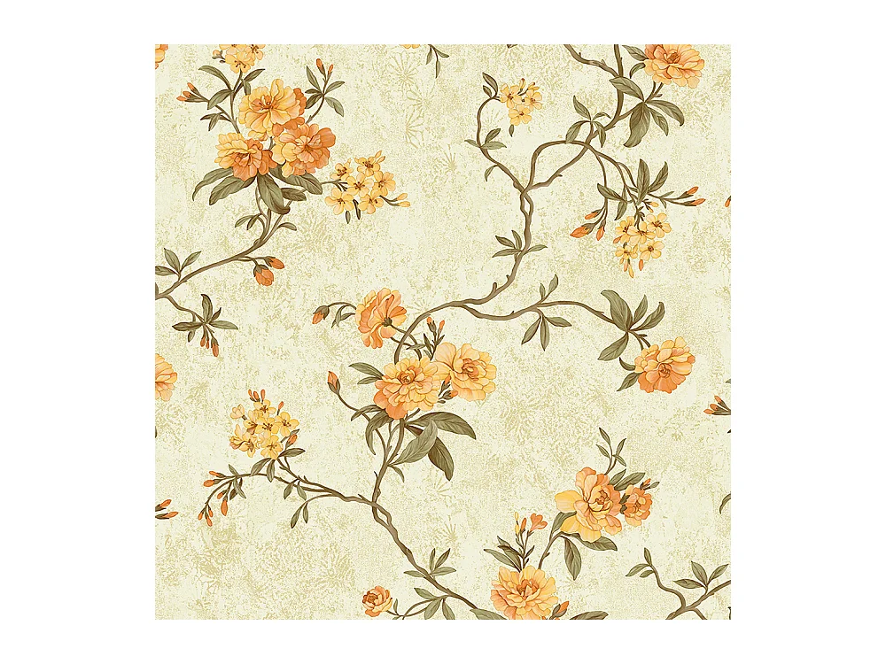Papier peint texturé 3D, collection Palace Garden, rétro vintage, 10 x 0,53 m, pour le salon, avec des fleurs orange chaleureuses