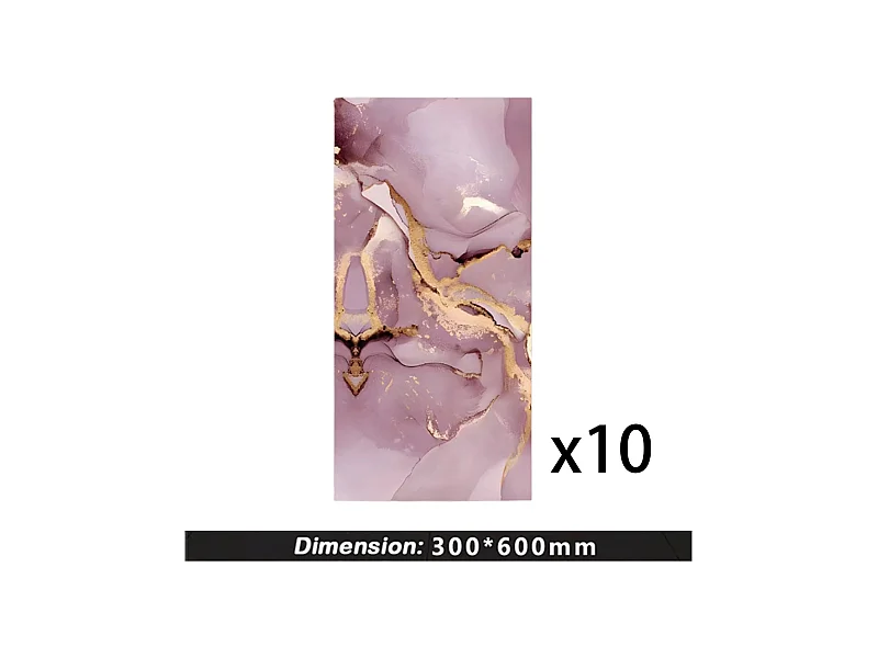 10 papiers peints autocollants 3D effet carrelage 30 cm x 60 cm, Alicia ROSA, 1,8 m²