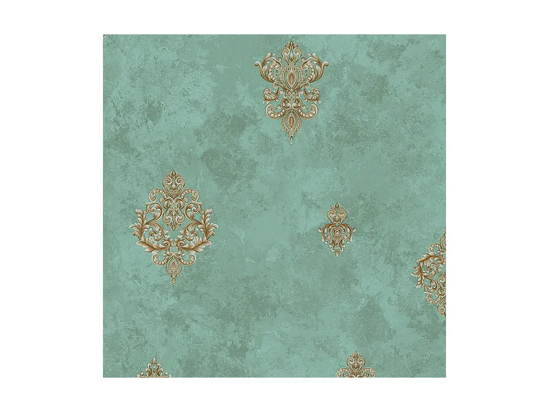 Papier peint texturé 3D, Série Palace, Rétro Vintage, 10 x 0,53 m, Salon, Papier peint floral vert