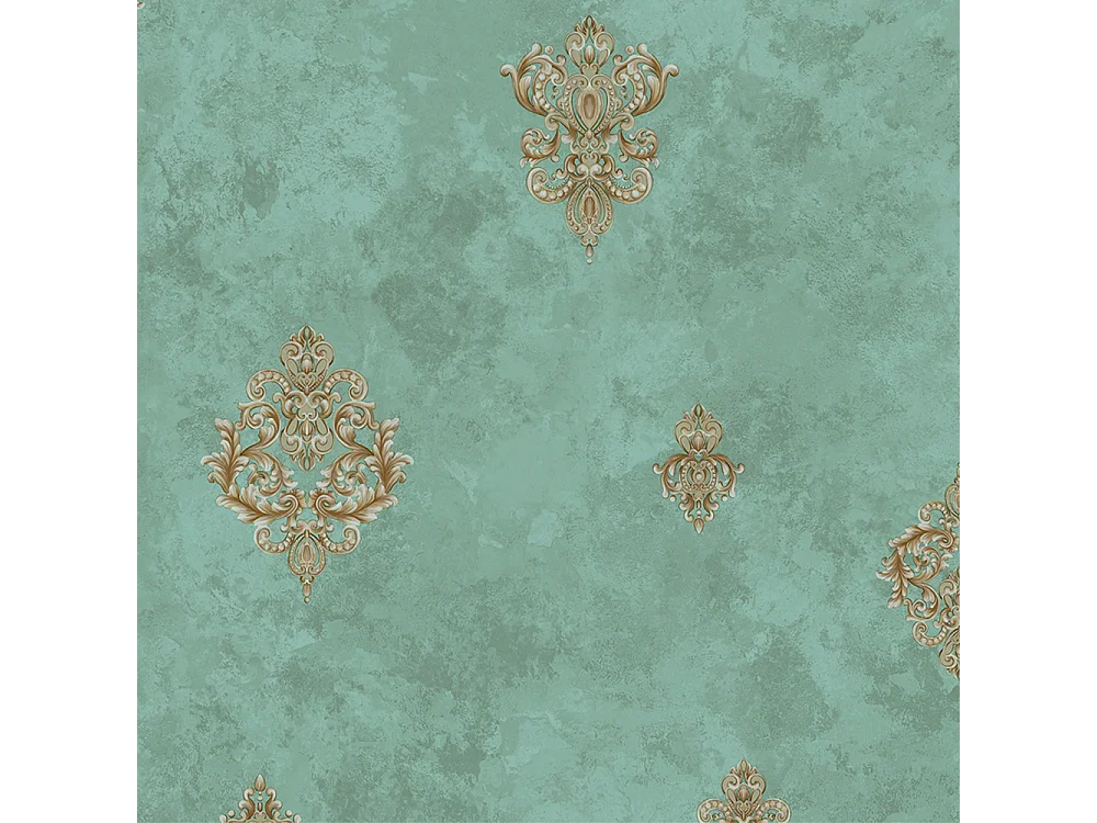 Papier peint texturé 3D, Série Palace, Rétro Vintage, 10 x 0,53 m, Salon, Papier peint floral vert