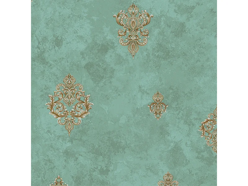 Papier peint texturé 3D, Série Palace, Rétro Vintage, 10 x 0,53 m, Salon, Papier peint floral vert