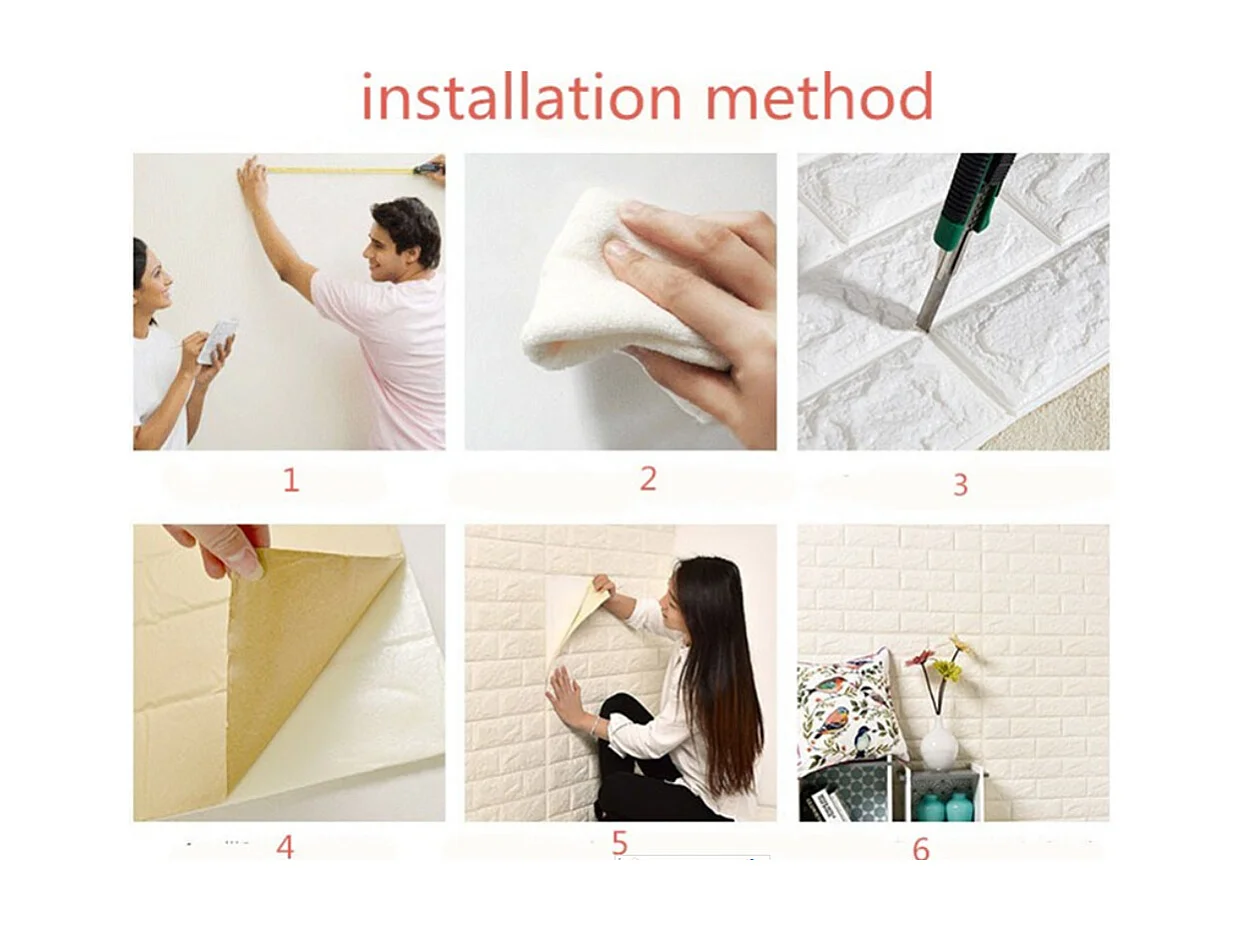 10 papiers peints autocollants 3D en mousse PE imperméable blanche, effet brique et pierre, DIY, 0,7 x 0,77 m