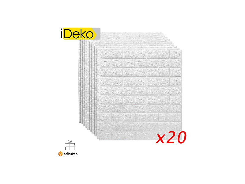 20 papiers peints autocollants 3D en mousse PE blanche, motif brique et pierre, à poser soi-même, 0,7 x 0,77 m