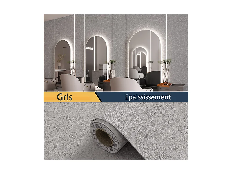 Papier peint 3D autocollant épais effet ciment gris, 60 cm x 2,8 m, style industriel, 1,68 m²