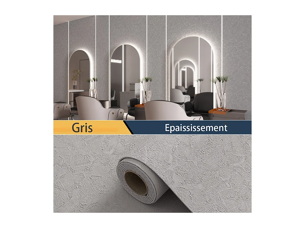 Papier peint 3D autocollant épais effet ciment gris, 60 cm x 2,8 m, style industriel, 1,68 m²