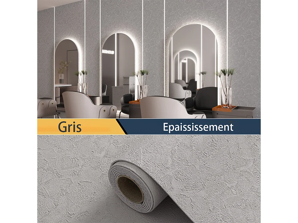 Papier peint 3D autocollant épais effet ciment gris, 60 cm x 2,8 m, style industriel, 1,68 m²