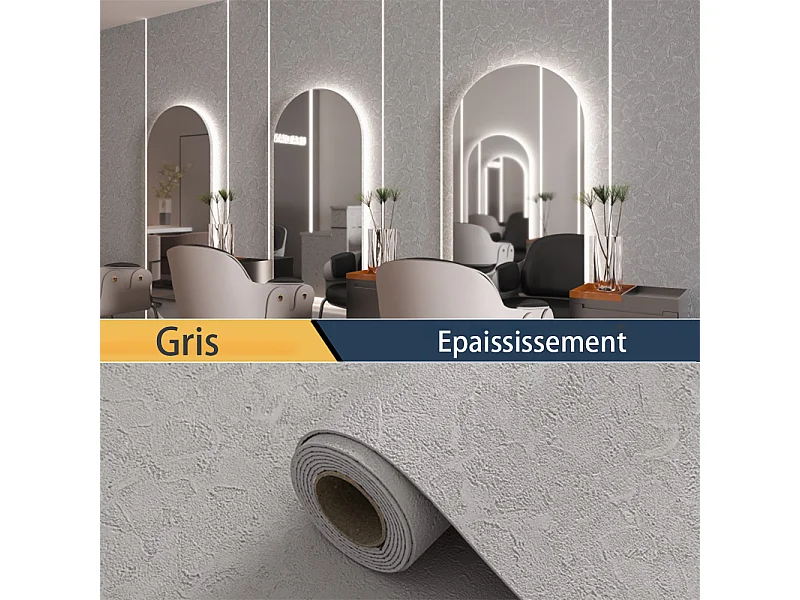 Papier peint 3D autocollant épais effet ciment gris, 60 cm x 2,8 m, style industriel, 1,68 m²
