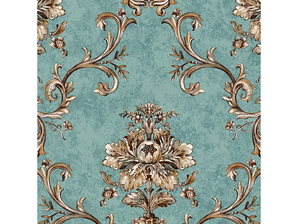 Papier peint texturé 3D Palace Garden, série Vintage Retro, 10 x 0,53 m, pour salon, avec fleurs vertes dorées