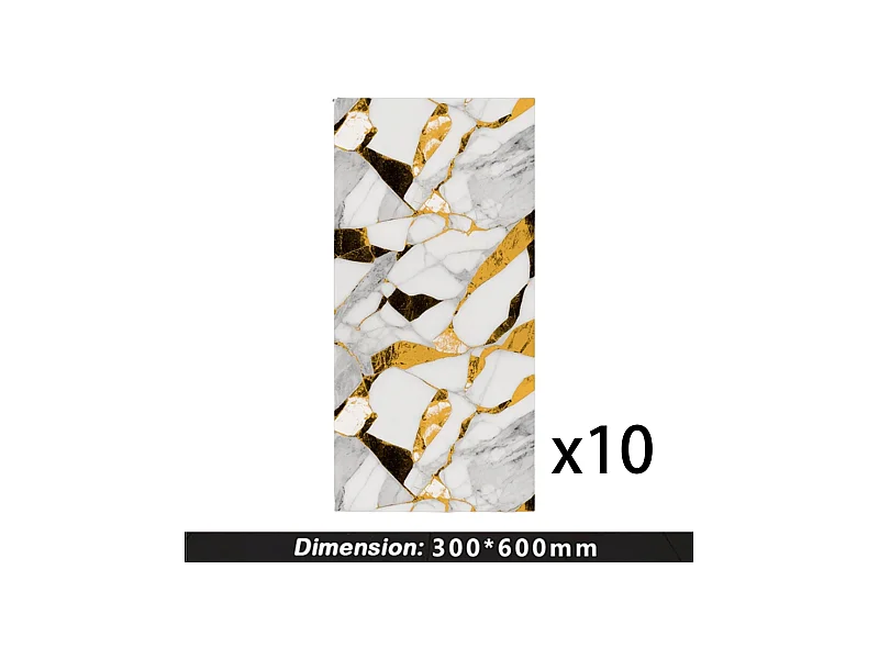 10 x Papier peint autocollant 3D Effet carrelage 30 cm x 60 cm Art moderne Blanc Serena 1,8 m²