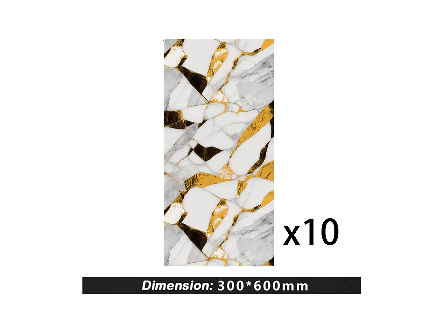 10 x Papier peint autocollant 3D Effet carrelage 30 cm x 60 cm Art moderne Blanc Serena 1,8 m²