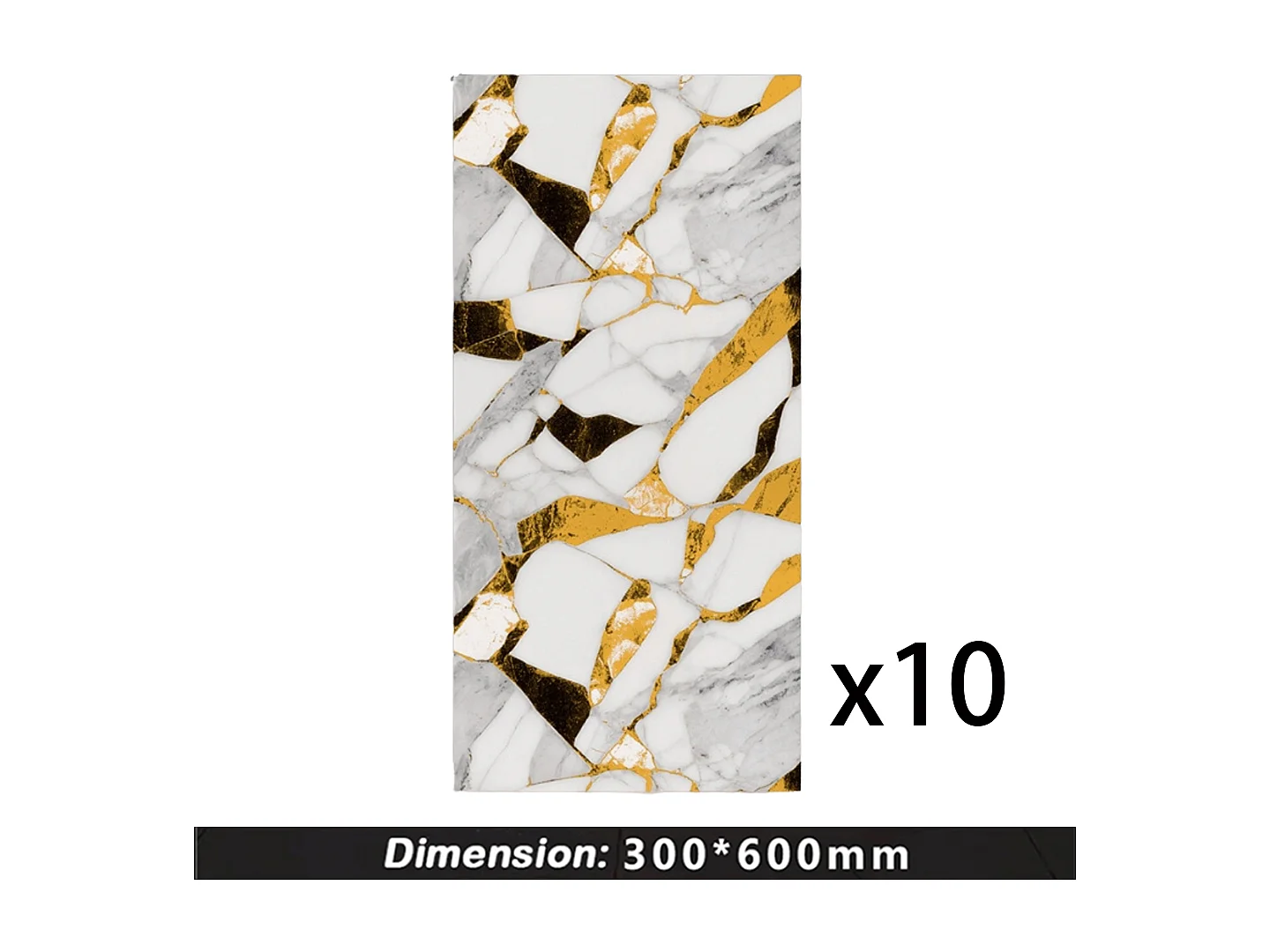 10 x Papier peint autocollant 3D Effet carrelage 30 cm x 60 cm Art moderne Blanc Serena 1,8 m²