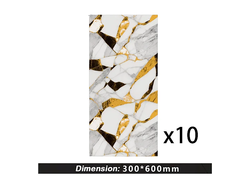 10 x Papier peint autocollant 3D Effet carrelage 30 cm x 60 cm Art moderne Blanc Serena 1,8 m²