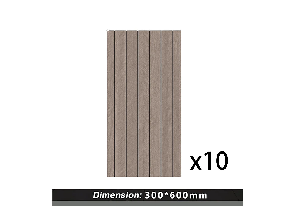 10 papiers peints autocollants 3D effet bois 30 cm x 60 cm, marron, 1,8 m²