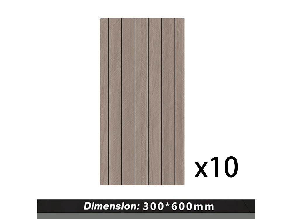 10 papiers peints autocollants 3D effet bois 30 cm x 60 cm, marron, 1,8 m²