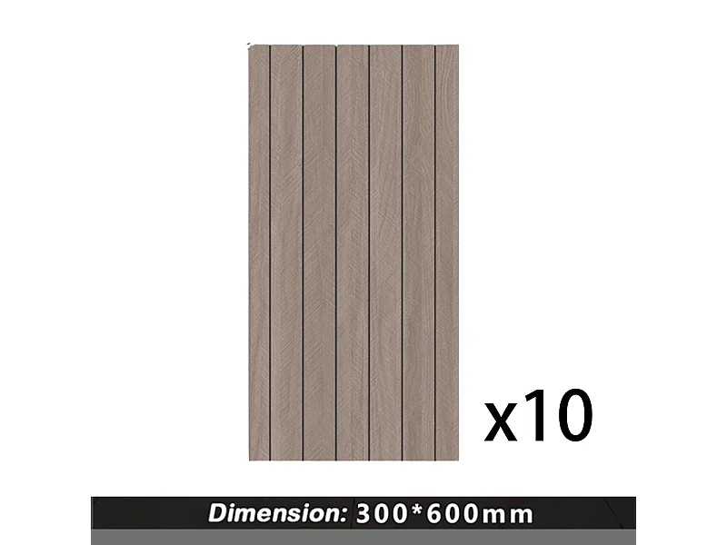 10 papiers peints autocollants 3D effet bois 30 cm x 60 cm, marron, 1,8 m²