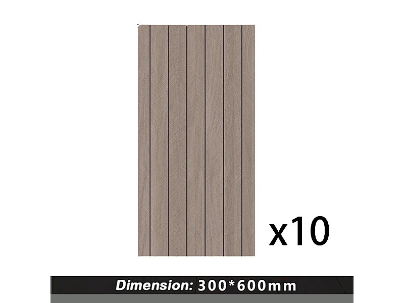 10 papiers peints autocollants 3D effet bois 30 cm x 60 cm, marron, 1,8 m²