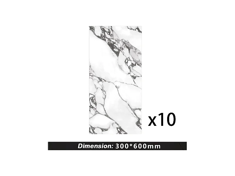 10 x Papier peint autocollant 3D Effet carrelage 30 cm x 60 cm Esquisse Blanc 1,8 m²