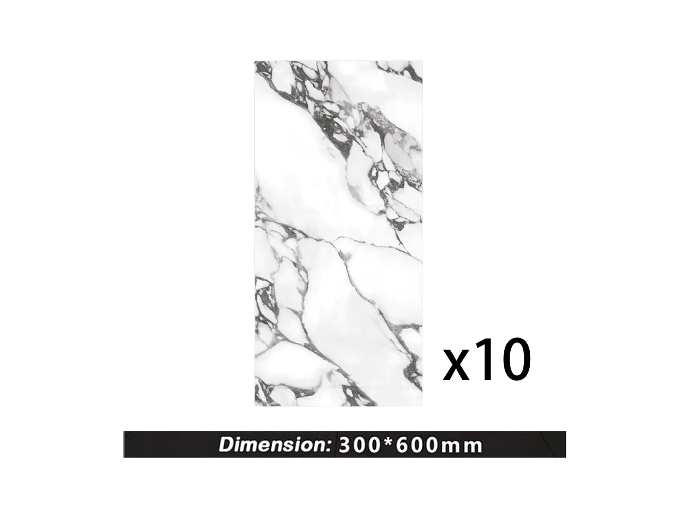 10 x Papier peint autocollant 3D Effet carrelage 30 cm x 60 cm Esquisse Blanc 1,8 m²